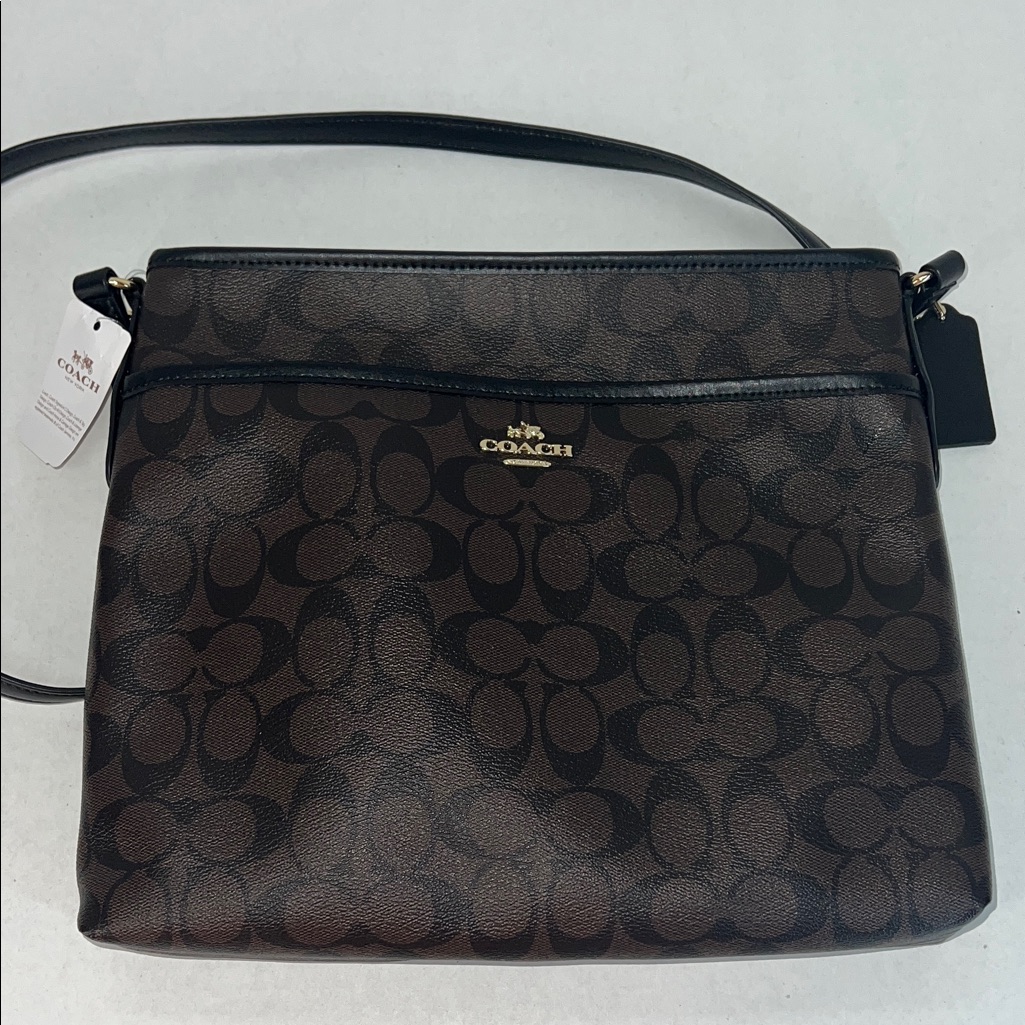 Coach Signature Black And Brown Shoulder Bag